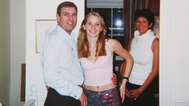 Prince Andrew and Virginia Roberts at Ghislaine Maxwell's townhouse in London, Britain on March 13 2001 Picture: Florida Southern District Court/Supplied