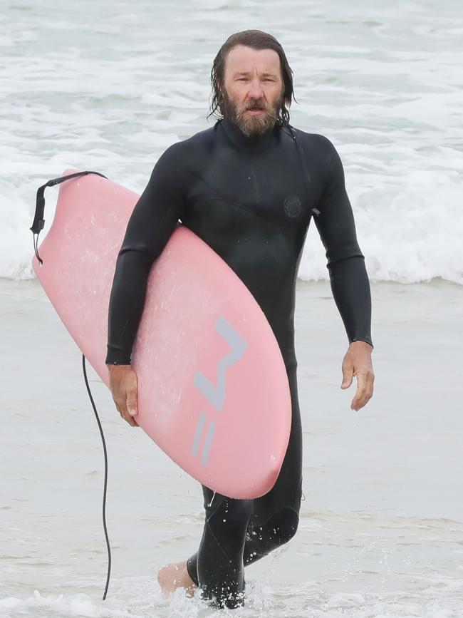 Joel Edgerton surfing at Bondi. Picture: Matrix Media Group