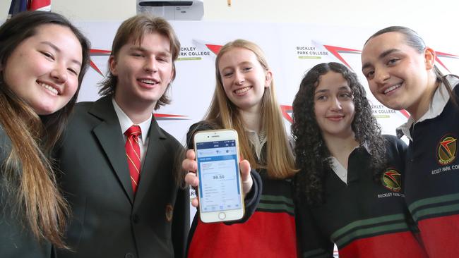 Buckley Park College studentsMisha Wilson, Ben Frewen, Emma Henrikson, Amali Brasil and Alysha La Rocca. Picture: David Crosling