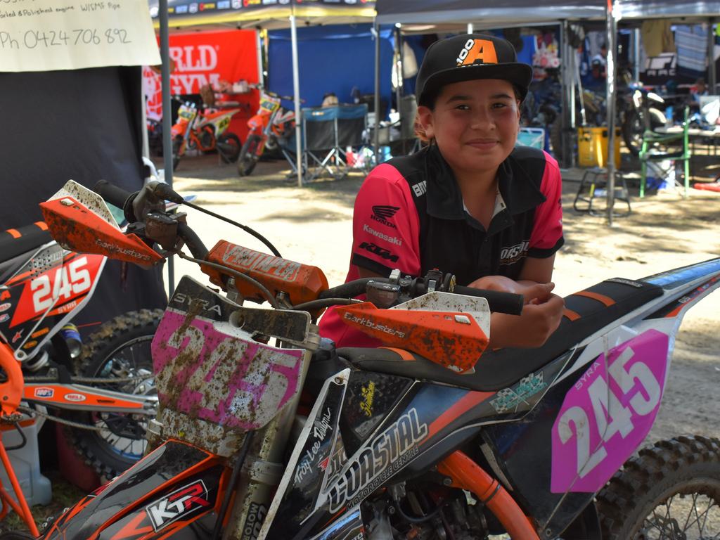 Rider Syra Perry from the New South Wales Central Coast at the KTM Australian Junior Motocross Championships at Rockhamptonâ€™s Six Mile Raceway, September 28 to October 1, 2022.