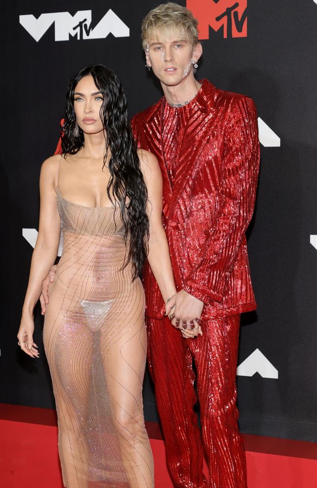 ‘Whatever you say!’ Megan Fox and Machine Gun Kelly at the 2021 MTV Video Music Awards. Picture: Getty Images