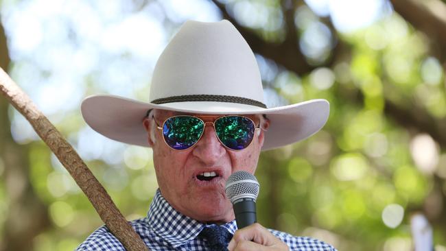 Member for Kennedy Bob Katter spoke at the rally and was cheered on with rapturous applause. Picture: Brendan Radke