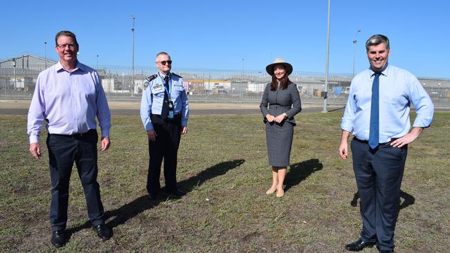 Member for Rockhampton Barry O'Rourke, Commissioner Peter Martin, Member for Keppel Brittany Lauga and Minister for Correctional Services Mark Ryan at Capricornia Correctional Centre.