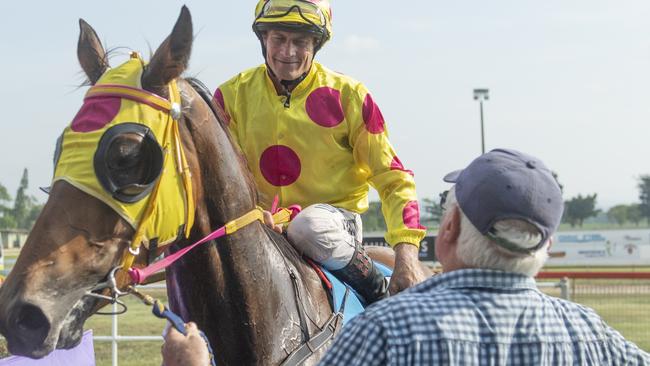 Jockey Kerry Rockett on Luvya Beak after winning race 5 at the Innisfail Turf Club on Saturday, December 1. PIC: CHRIS HOLMES.