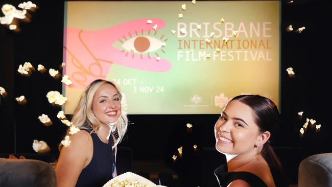 Phoebe Condon from Coorparoo, with Cassidy Lacey from Northgate, for the opening of BIFF Film Festival this Weekend. Photo Steve Pohlner