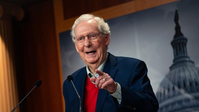 Mitch McConnell at the US Capitol on Wednesday. Picture: AFP