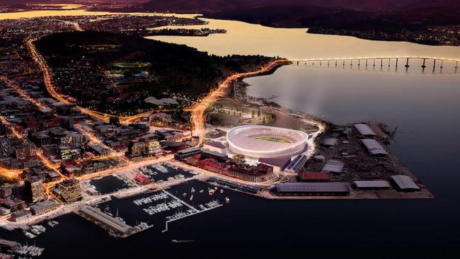 A concept image of Hobart's proposed stadium at Macquarie Point — the design is yet to be finalised. (Supplied: AFL)