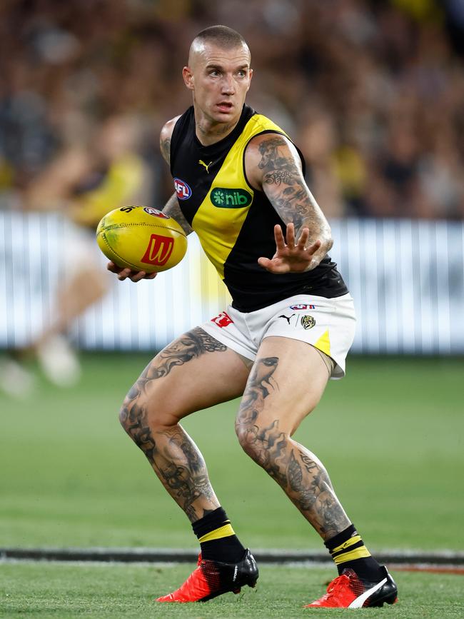 Zippy Fish followed the Tigers because of Dustin Martin. Picture: Michael Willson/AFL Photos via Getty Images.