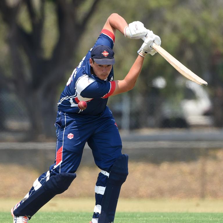 Kookaburra Cup cricket - top-of-the-table clash between Broadbeach Robina and Mudgeeraba Nerang at Broadbeach Sports and Recreation Centre. Mudgeeraba Nerangs Dayne Siede batting. (Photo/Steve Holland)