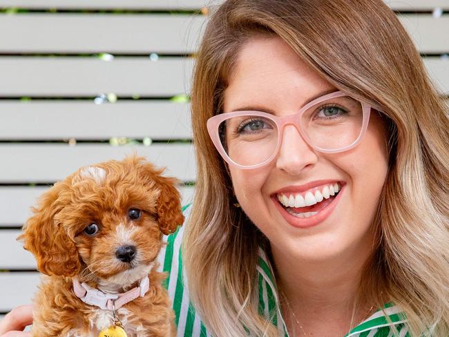 Lana Sciasci of Red Hill with eight-week-old Toy Cavoodle 'Ziggy', Thursday, April 23, 2020 - Picture: Richard Walker