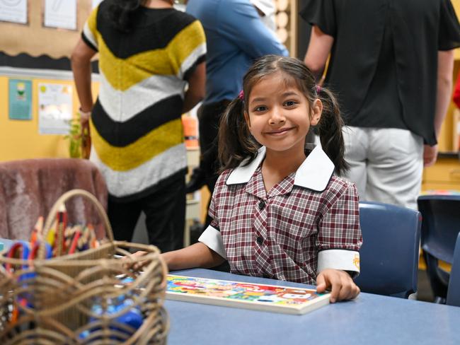 Girton Grammar Bendigo prep Aroha Rushi on her first day of school. Picture: Supplied.