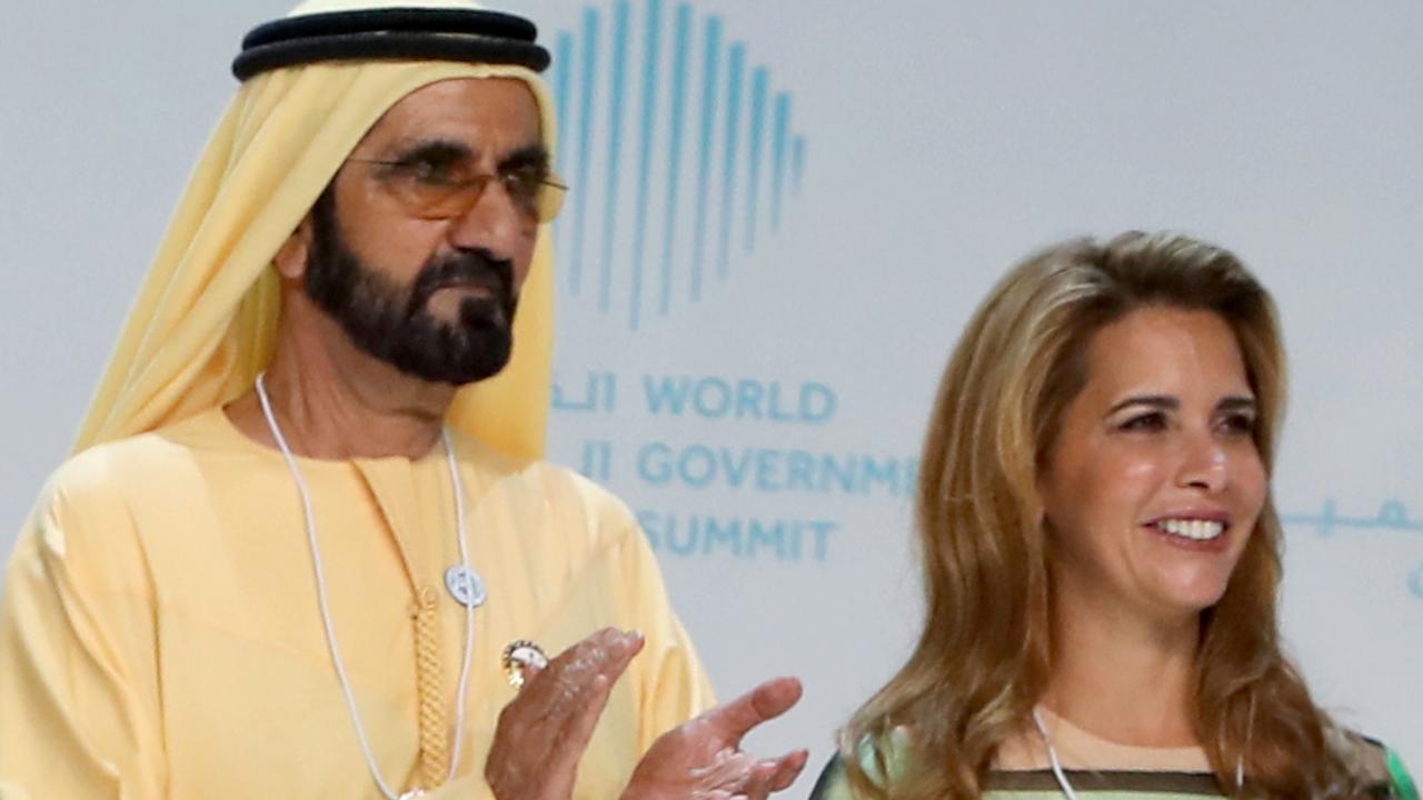 Sheikh Mohammed bin Rashid al-Maktoum and Princess Haya bint al-Hussein during the opening of the World Government Summit in Dubai in 2018. Picture: Karim Sahib/AFP