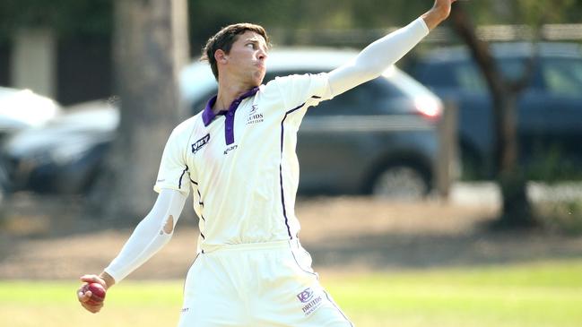 Druids captain-coach Michael Hay sends one down. Picture: Hamish Blair