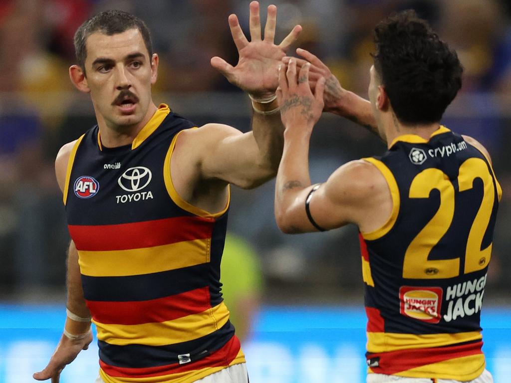 Taylor Walker is out of Adelaide’s season opener with a back issue. Picture: Will Russell/AFL Photos via Getty Images