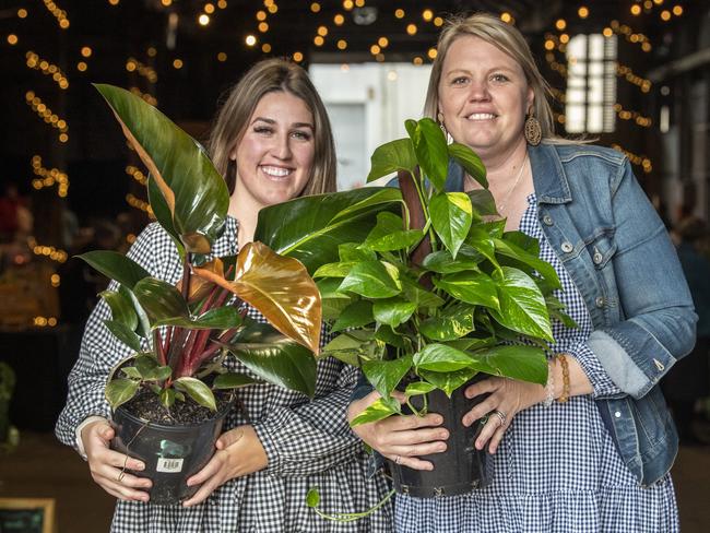 Taylah Gill (left) and Erin Neill from TE Plant Co at the Makers Market Garden Fair on Saturday, June 26, 2021. Picture: Nev Madsen.