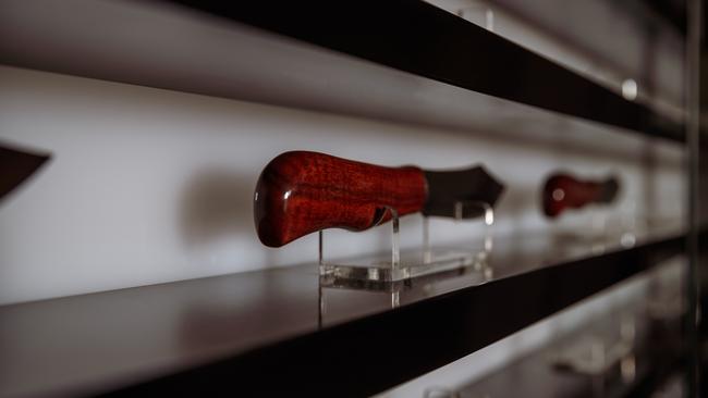 The knife is brought out for members at each visit and spends the rest of its time in a backlit display cabinet.