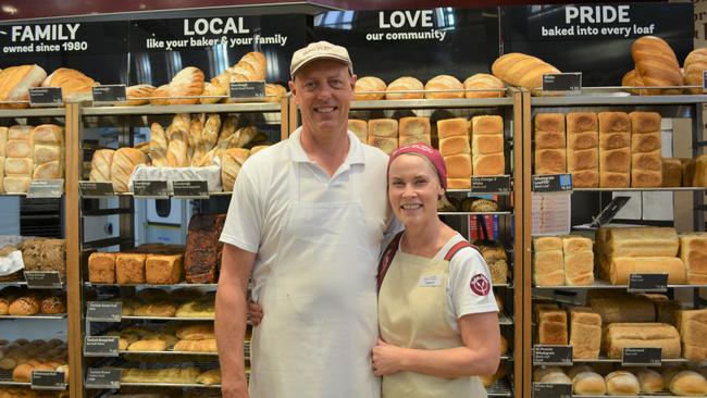 Richard and Tracey from Bakers Delight are offering their yummy baked goods in a safe way.