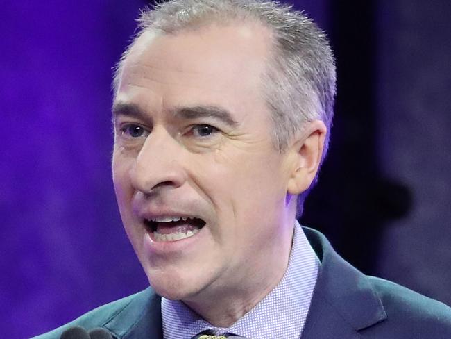 MELBOURNE, AUSTRALIA - AUGUST 29:  Gerard Whateley speaks during the 2018 AFL All-Australia Awards at the Palais Theatre on August 29, 2018 in Melbourne, Australia.  (Photo by Scott Barbour/Getty Images)