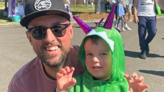 Nathan and Arlo, 3, at the Sunshine Coast Agricultural Show 2023.