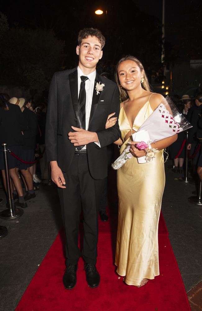 Summer Bucknell and partner Deon Schouten arrive at The Glennie School formal at Picnic Point, Thursday, September 12, 2024. Picture: Kevin Farmer