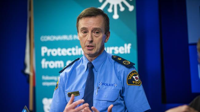 State Controller, Police Commissioner Darren Hine said technology and greater presence at borders will help keep Tasmanians safe. Picture: LUKE BOWDEN