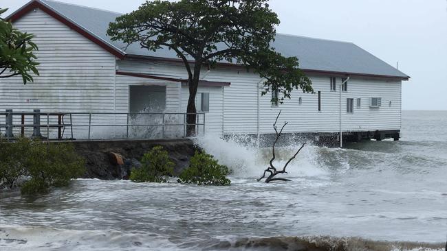 High tide at The Port Douglas Sugar Wharf as TC Jasper draws closer. Picture: Liam Kidston