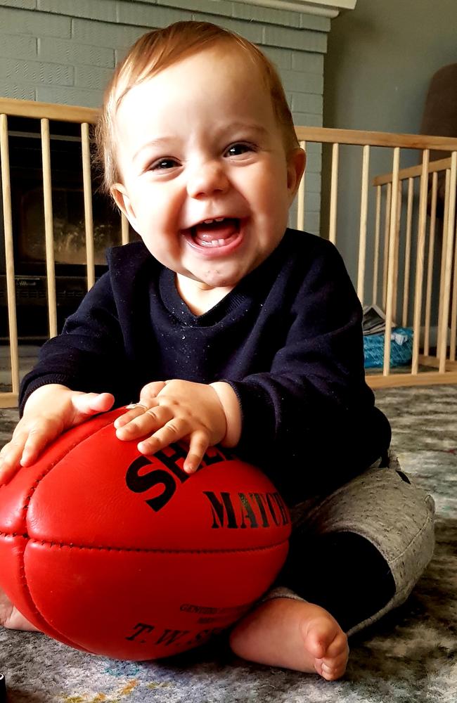 5. This is nine-month-old Jagger. Such a hilarious little boy, who is always smiling. A footy lover – go Saints. Picture: Ebony Brown.