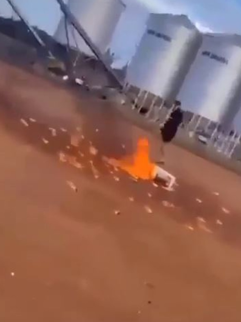 Flaming mice ran from the bucket. Picture: TikTok