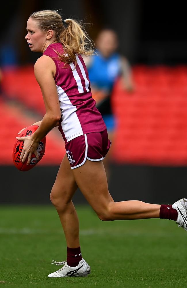 Sienna McMullen of Queensland in action during the AFL National Championships (Photo by Albert Perez/AFL Photos via Getty Images)