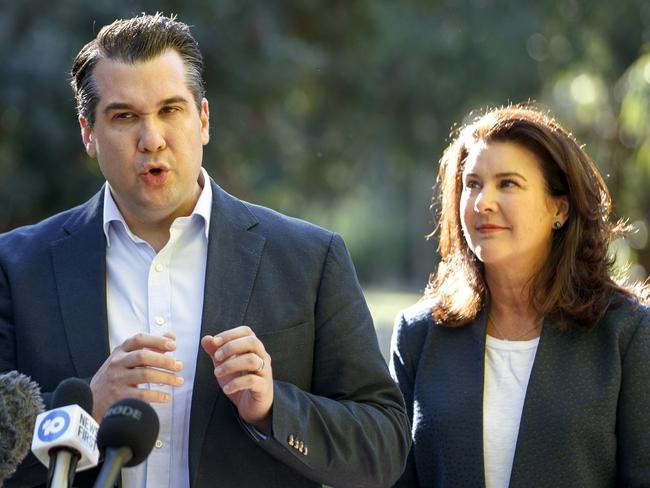 MELBOURNE, AUSTRALIA - NewsWire Photos May 8, 2021: Federal Housing Minister, Michael Sukkar and Minister for WomenÃs Economic Security, Jane Hume speaking at press conference in Melbourne. Picture: NCA NewsWire / David Geraghty