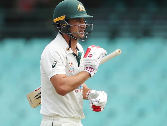 SYDNEY, AUSTRALIA - DECEMBER 13: Joe Burns of Australia A walks from the field after being dismissed by Mohammed Shami of India during day three of the Tour Match between Australia A and India at Sydney Cricket Ground on December 13, 2020 in Sydney, Australia. (Photo by Brendon Thorne/Getty Images)