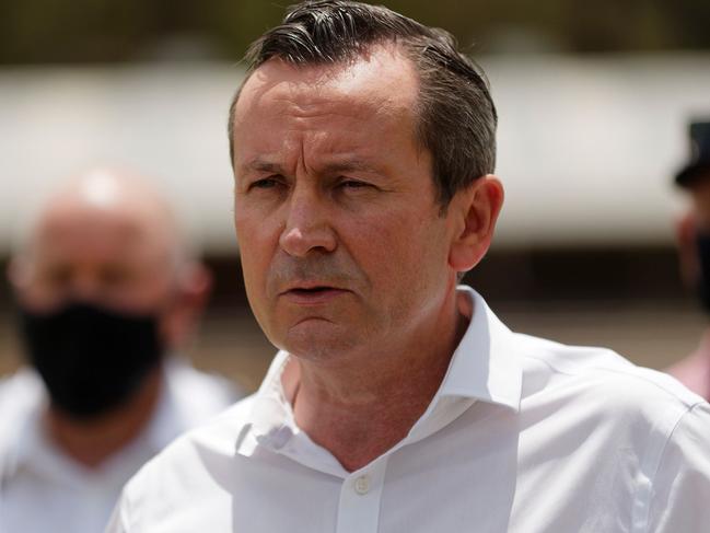 Mark McGowan (speaks to the media. Picture: AFP.