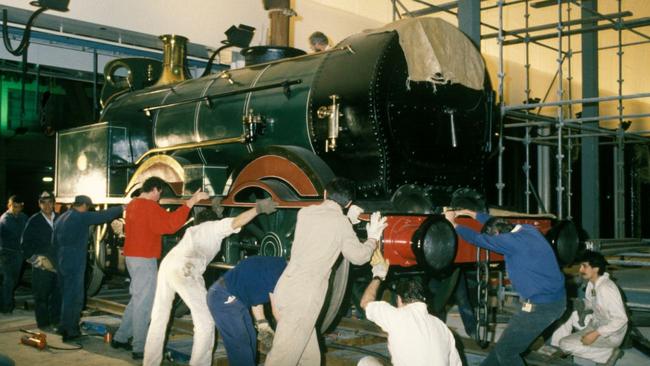 Train tracks were used to bring in the #1 steam train to Powerhouse Museum. The tracks are no longer there. Picture: Powerhouse Museum