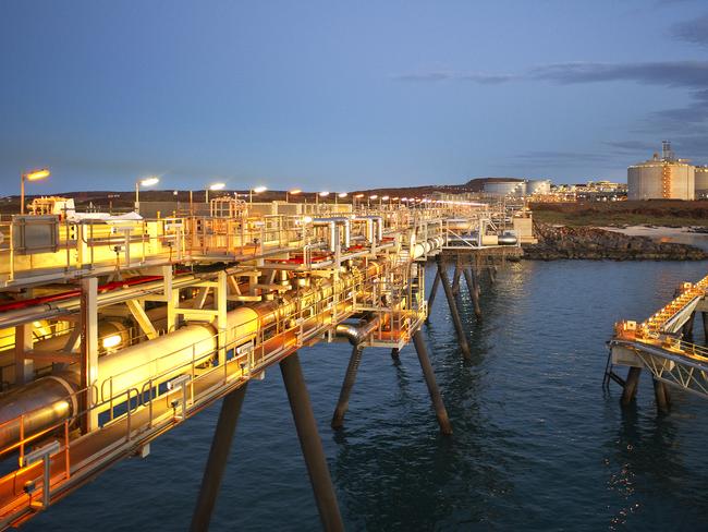 The LNG loading jetty at the Pluto gas project in western Australia Source: Woodside