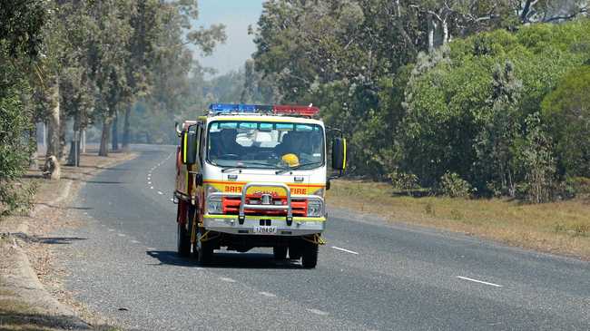 IN FLAMES: A truck carrying produce caught fire on the Warrego Highway in the early hours of Saturday morning. Picture: Chris Ison ROK150917cfire3