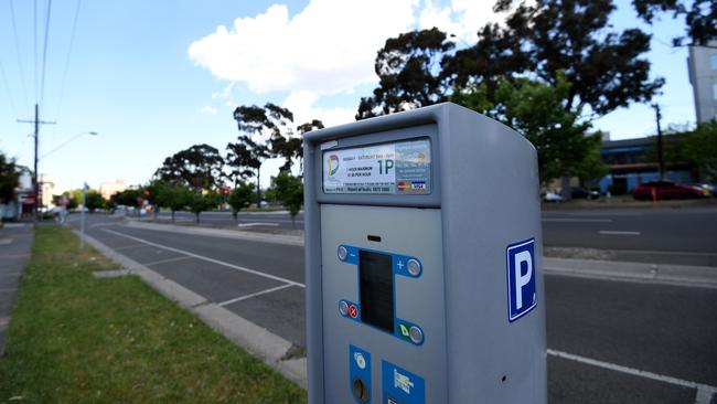 Another meter stands out the front of KFC, which offers an hour’s free parking. Picture: Penny Stephens