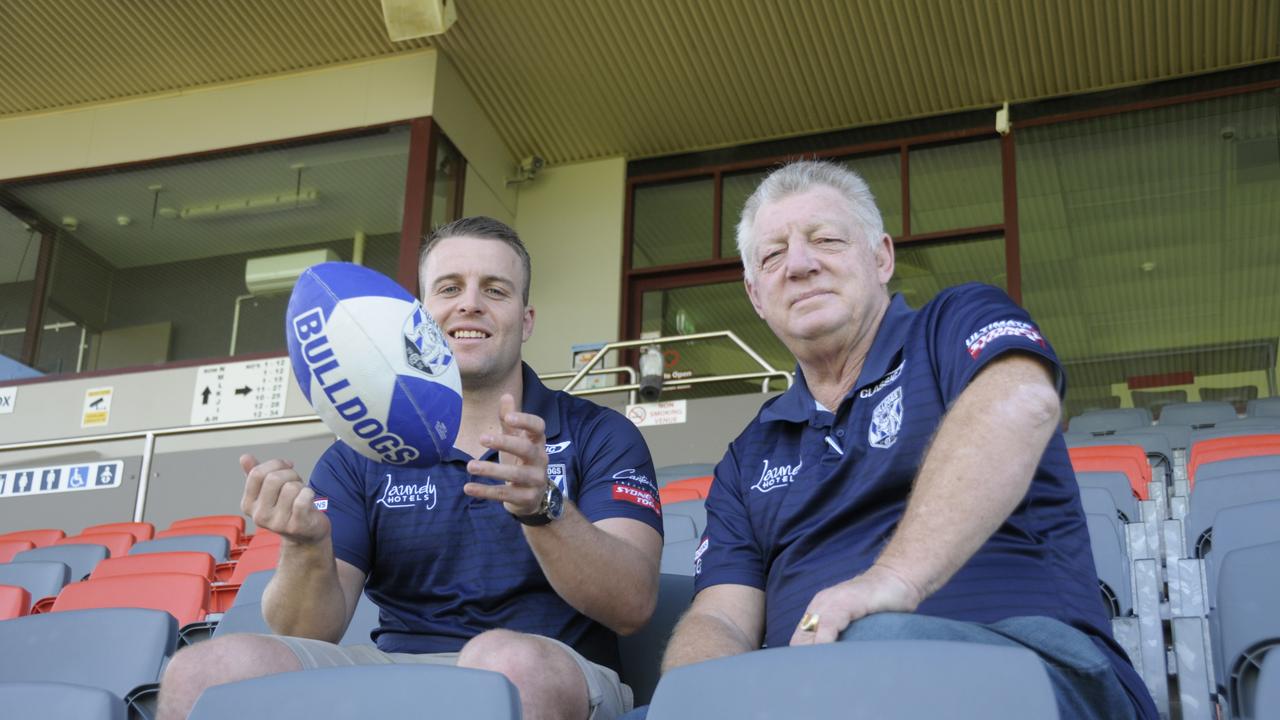 Canterbury Bulldogs general manager of football Phil Gould (right) visited Toowoomba to name Blake Mara as the head of the club's new satellite plater development program in South West Queensland.