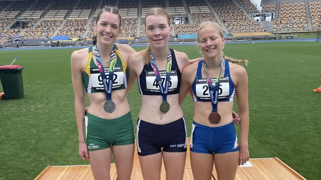 Amelia Sherrard of MBC, middle, won two gold medals recently.