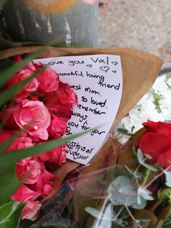 Tributes left at the scene on Wednesday. Picture: David Swift