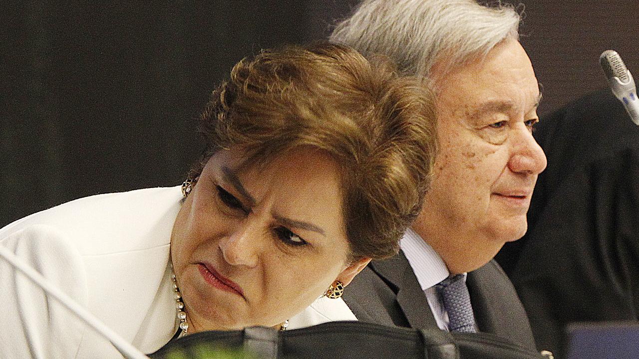 Executive Secretary of UN Climate Change Patricia Espinosa, left, and UN Secretary General, Antonio Guterres, right, attend the COP24 summit. Picture: AP 