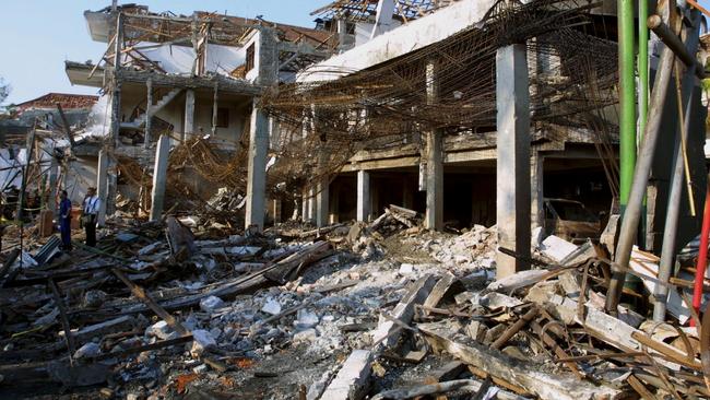 The shattered remains of the Sari Club days after the explosion (Photo by Patrick AVENTURIER/Gamma-Rapho via Getty Images)