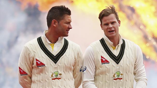 Michael Clarke (L) and Steve Smith both batted their way into the Australian record books in the past decade. Picture: Getty