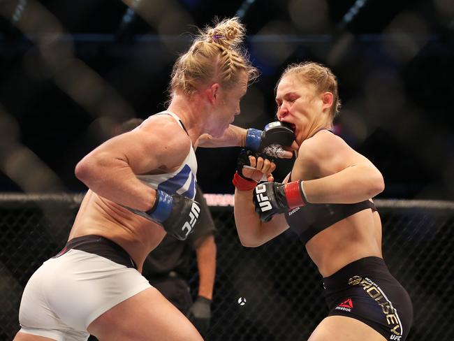 Ronda Rousey and Holly Holm’s bout saw 56,000 fans flock to Etihad Stadium. Picture: Quinn Rooney/Getty Images