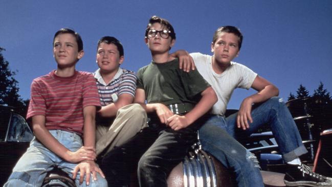 River Phoenix (far right) with in Stand By Me with (from left) Will Wheaton, Jerry O’Connell and Corey Feldman.