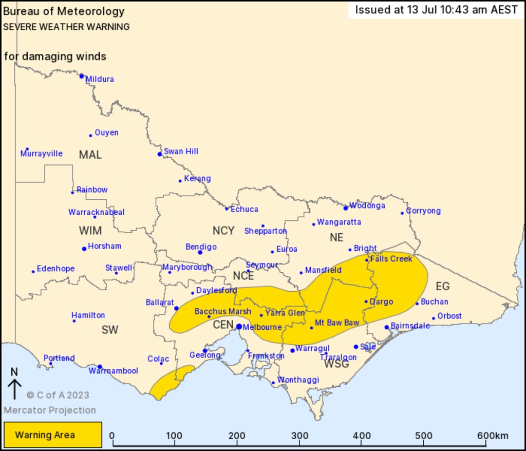 Weather warnings in place for Victoria. Picture: BOM