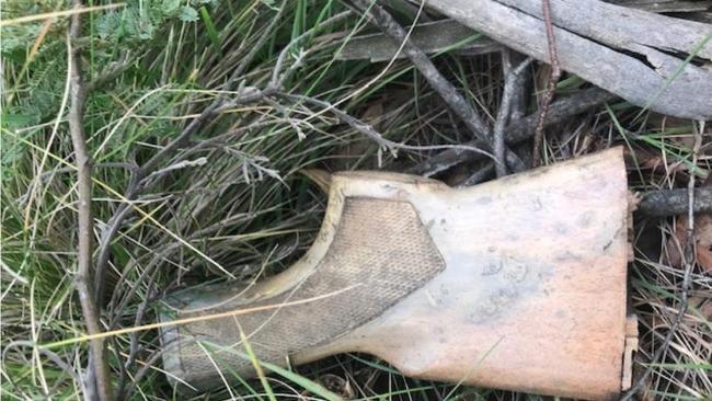 Part of a shotgun believed to be linked to the murder of Bandidos bikie boss Shane De Britt have been found at Pinnacle Reserve in Orange. Picture: NSW Police