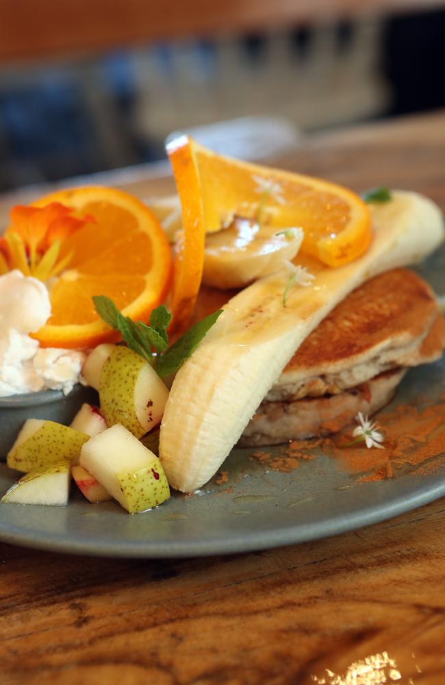 Buckwheat pancakes with seasonal fruit, pure maple syrup, coconut yoghurt. Photo by Richard Gosling