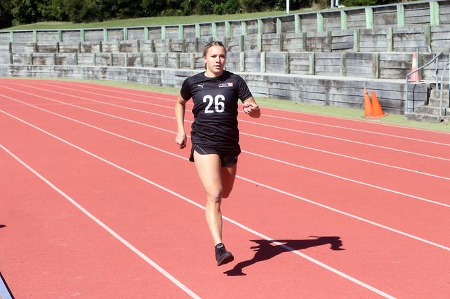 Teagan Levi at the AFLW draft combine for Queensland players, held at Runaway Bay Indoor Sports Centre. Picture: Richard Gosling.