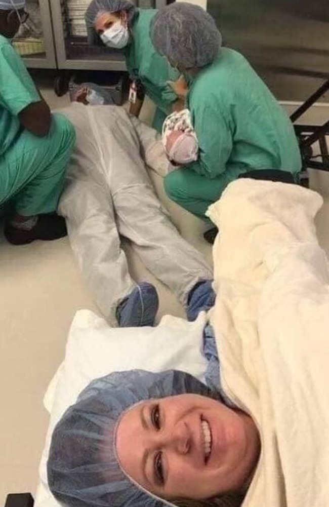 While the mum had just given birth, all eyes were on her partner instead. Picture: Instagram.