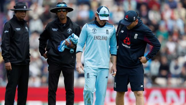 England's captain Eoin Morgan struggled with back spasms.